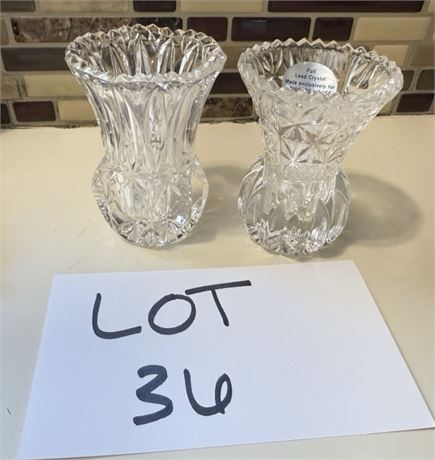 Princess House Small Crystal Vase Set of 2