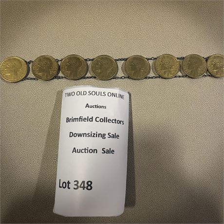 Aluminum/Bronze French 1 Franc Coin Bracelet