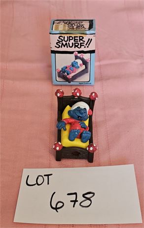 Original Peyo PVC Super Smurf in Box - 1983