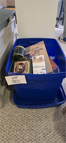 Mixed Misc Lot- Tins, Floor Protectors, Alarms, Office Supplies & More