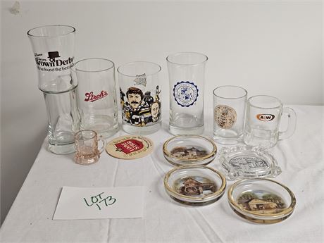 Mixed Barware Glasses & Ashtrays