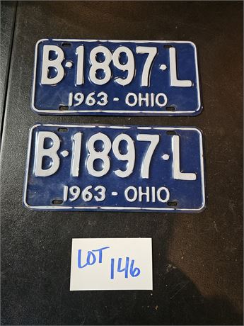 Vintage 1963 Ohio License Plate Set