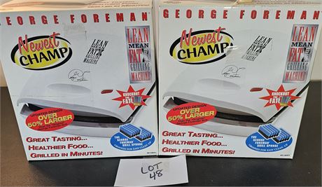 Two George Foreman "Newest Champ" Grills New In Box