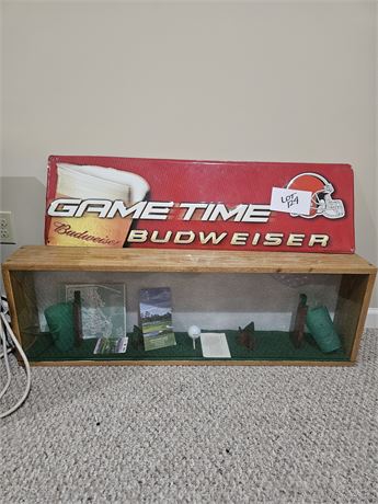 Wood Shadowbox Golf Display Case & Browns Metal Gametime Sign