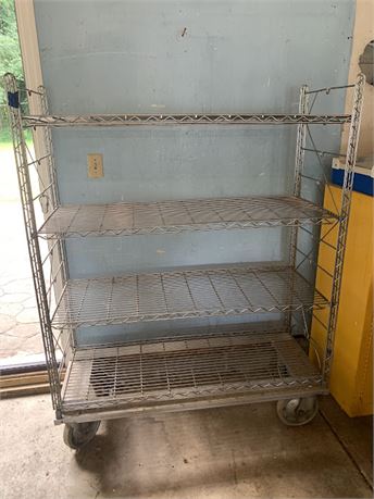 Metal Industrial 4 Tier Rolling Storage Shelf