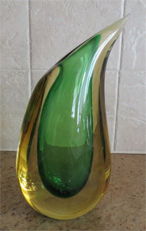 Murano Glass Signed Tear Drop Vase
