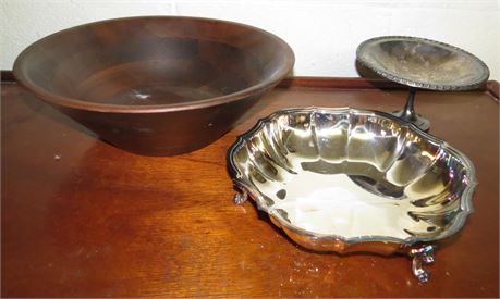 Wood Bowl, Silverplate Bowls