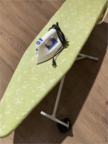Vintage Ironing Board W/Cover & Brentwood Clothing Iron