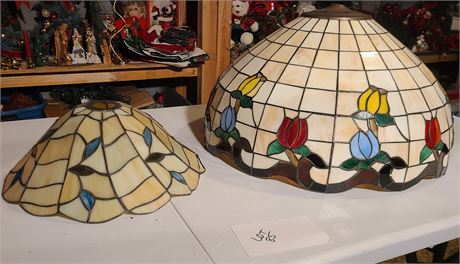 Stained Glass Lamp Shades: Lg. Tulip Shade & Small Leaf Shade