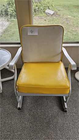 MCM Yellow / White Vinyl Patio Chair