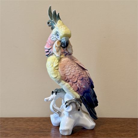 Vintage Karl Ens Porcelain Cockatoo Bird Figurine - Approx. 11"T