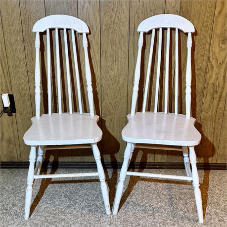 Pair of Vintage Spindle Leg Side or Accent Chairs - 36.5"T x 14.25"W