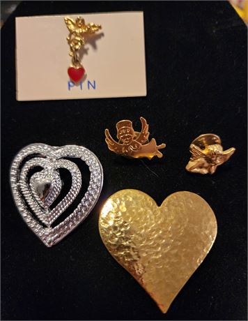 Hearts & Angels Pins/Brooches Lot