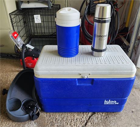 Igloo Cooler, Thermos, etc