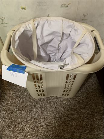Two Laundry Clothing Hampers One Plastic One Canvas