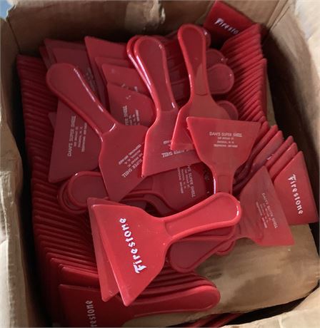 Vintage Red Plastic Firestone Advertising Ice Scraper Lot