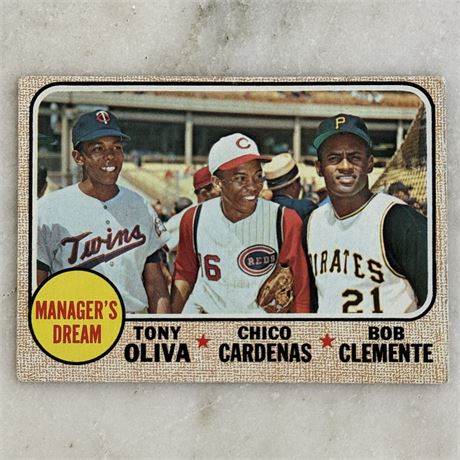 1968 Topps #480 Baseball Card - Oliva, Cardenas, Clemente - Manager's Dream