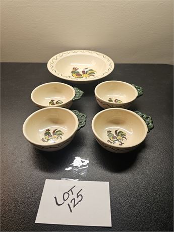 Metlox Poppytrail "Green Rooster" Salad Bowl Set