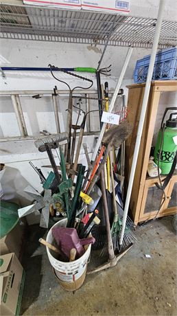 Mixed Lawn & Yard Tools: Rakes, Shovels, Picks & Much More