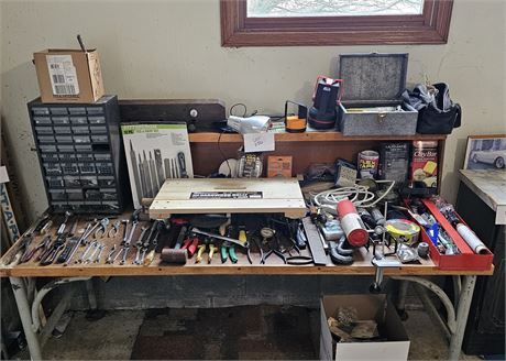 Large Mixed Tool Lot- Files, Wrenches, Snips, Concrete Tools, Flashlights & More