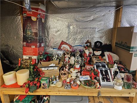 Large Christmas Lot: 48" Fiber Optic Tree/Ornaments/Decor & More