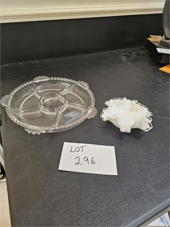 Fenton Silvercrest Bowl & Imperial Candlewick Relish Platter