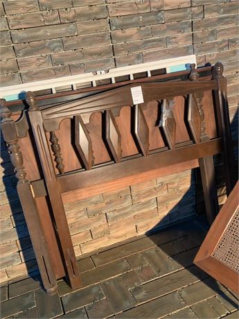 Lot of 3 Single Bed Wooden Headboards - Chippendale, Colonial, Art Deco Styles