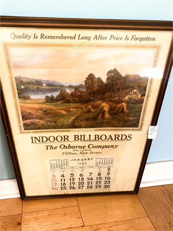 Framed 1943 Scenic Advertising Art Calendar By The Osborne Company