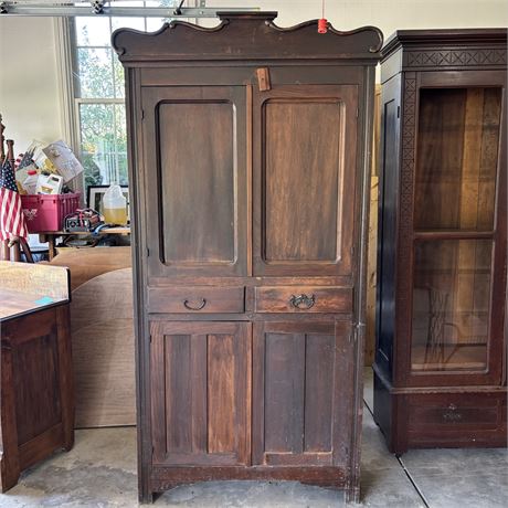 Late 1800's Primitive Farmhouse Pie Cabinet - Approx. 39 x 15 x 78"T