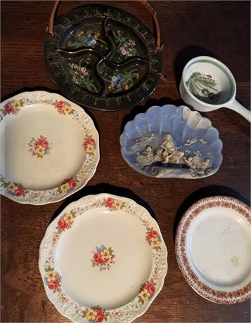 Homer Laughlin China Co Chelsea April Showers Plates,  Incolay Stone Soap Dish