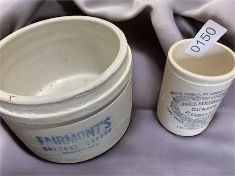 Fairmont's Cottage Cheese and James Keiller & Sons Marmalade Ceramic Crocks