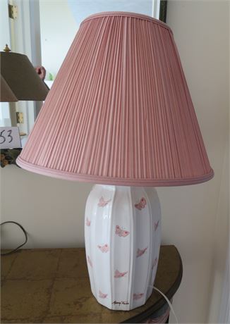 Porcelain Table Lamp With Pink Butterfly Pattern