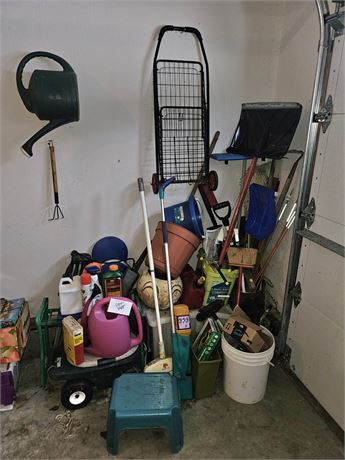 Garage Corner Cleanout- Yard & Garden Tools, Chemicals, Planters & More