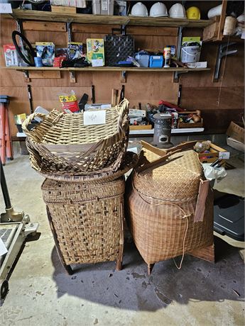 Large Mixed Basket Lot:Bungki Soil Baskets/Herb Basket/Woven Storage Baskets