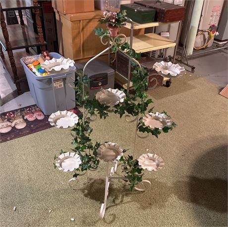 Vintage Scroll Metal Plant Stand - Holds 8, 4" Pots