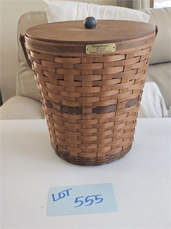 Longaberger Lidded Waste Basket