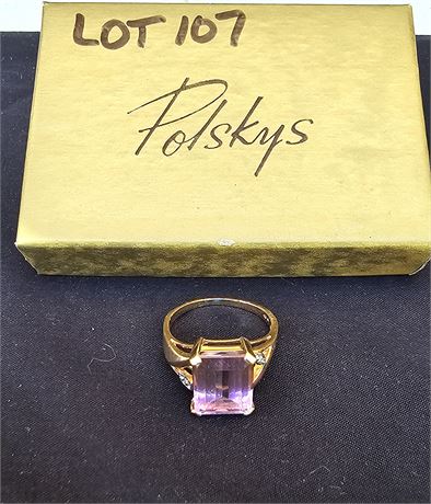 14k Ladies Ametrine Cocktail Ring Sz 10 3.2 dwt