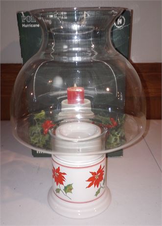 Poinsettia Hurricane Candle Lamp