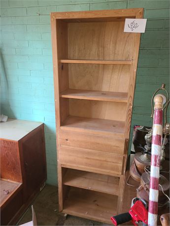 Tall Wood Bookshelf with Storage Drawers