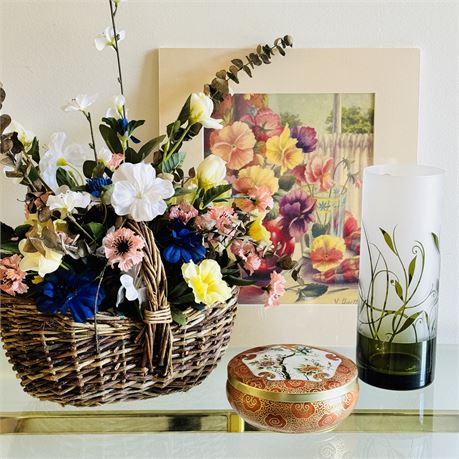 Coordinated Floral Decor - Lenox Vase, English Tin and More