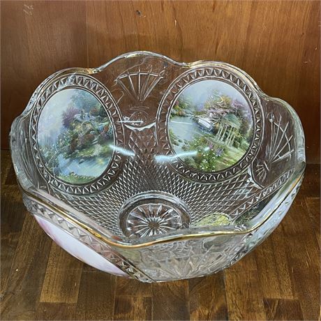 Thomas Kinkade Cut Crystal Bowl, Bradford Exchange Facet of Brilliance