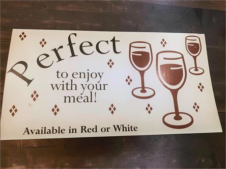 Cardboard Restaurant Sign Promoting Wine Pairing