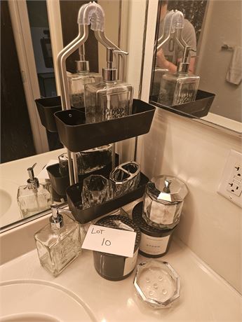 Bathroom Cleanout: Vanity Clear Glass, Soaps, Shower Caddy & More