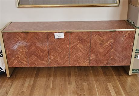 Stunning MCM Pink Chevron Stone & Brushed Gold Credenza