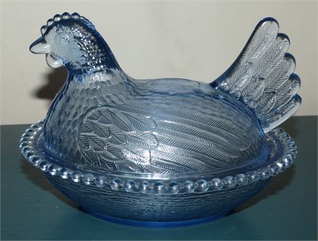 Glass Hen On Nest Dish