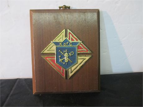 Vintage Knights of Columbus 5 1/2" X 4 1/2" Wood Plaque