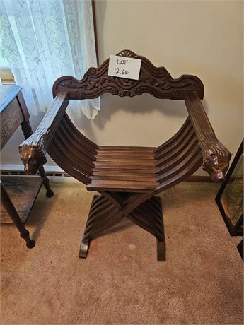 Wood Reproduction Lion Folding Side Chair
