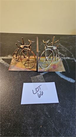 Vintage Brass Bicycle Sculptured Bookends