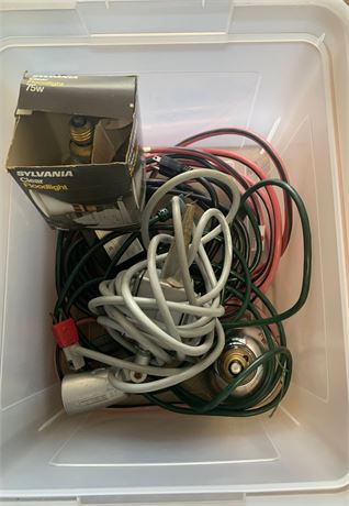 Electric Cords & More In Clear Plastic Tote