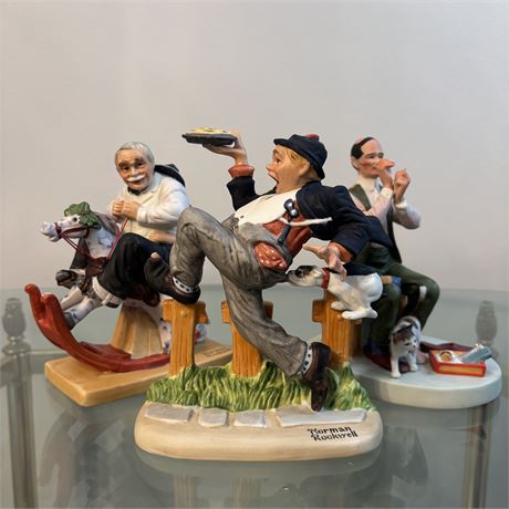 The 12 Norman Rockwell Porcelain Figurines Series, LOT OF 3